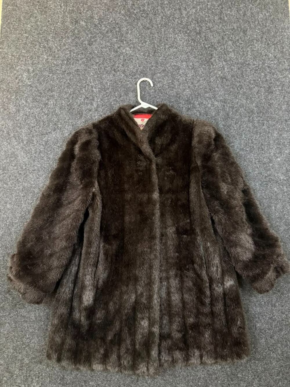 Vintage Monterey Fashions Brown Faux Fur Coat Womens Size 12 USA Made
